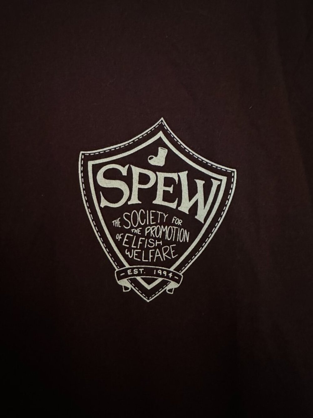 SPEW Harry Potter Hermione Shirt Sz S Maroon